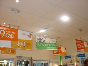 Retractable Signage - hung from drop ceiling